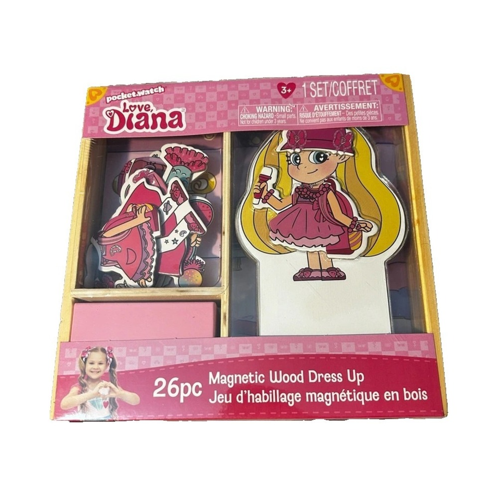 Love Diana 26 Pieces Wood Dress Up Kids Gift Set Toy  in Wooden Case NEW